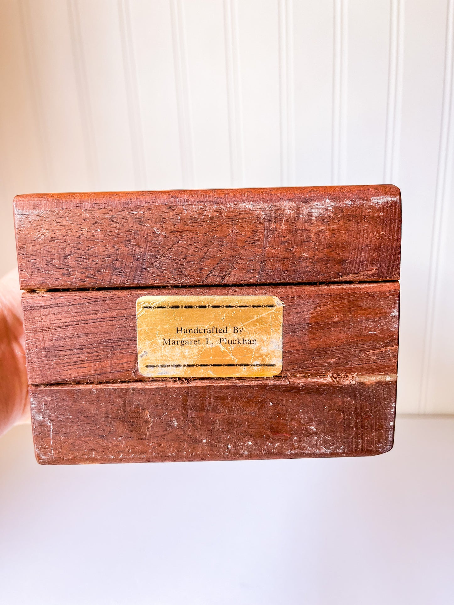 Vintage Wood Fireplace Matchstick Holder with Keyhole