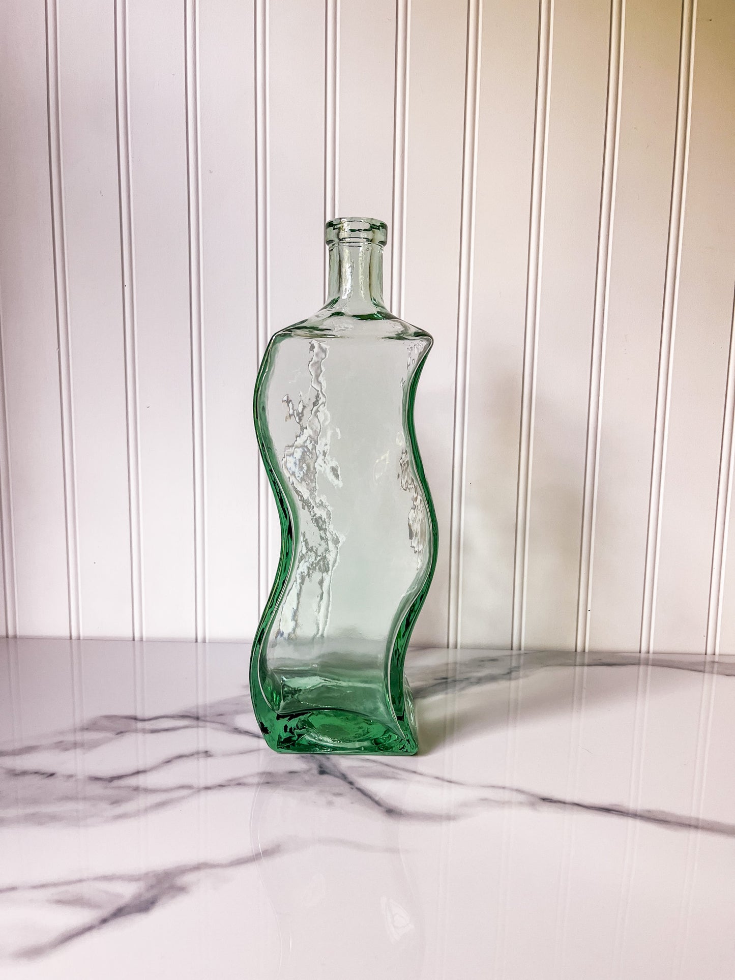 Recycled Squiggle Glass Vase or Bottle Made in Spain, Wavy Vase