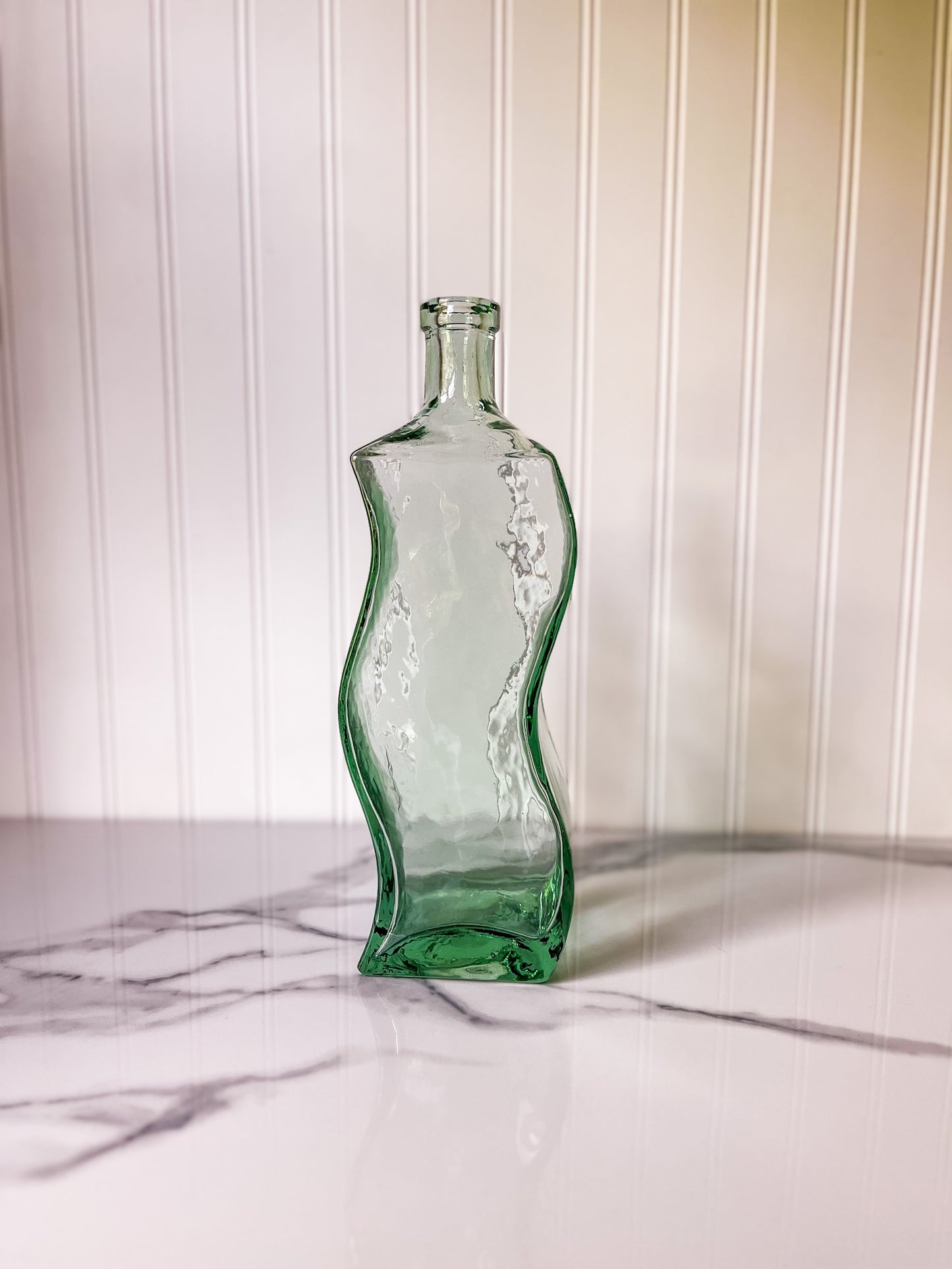 Recycled Squiggle Glass Vase or Bottle Made in Spain, Wavy Vase