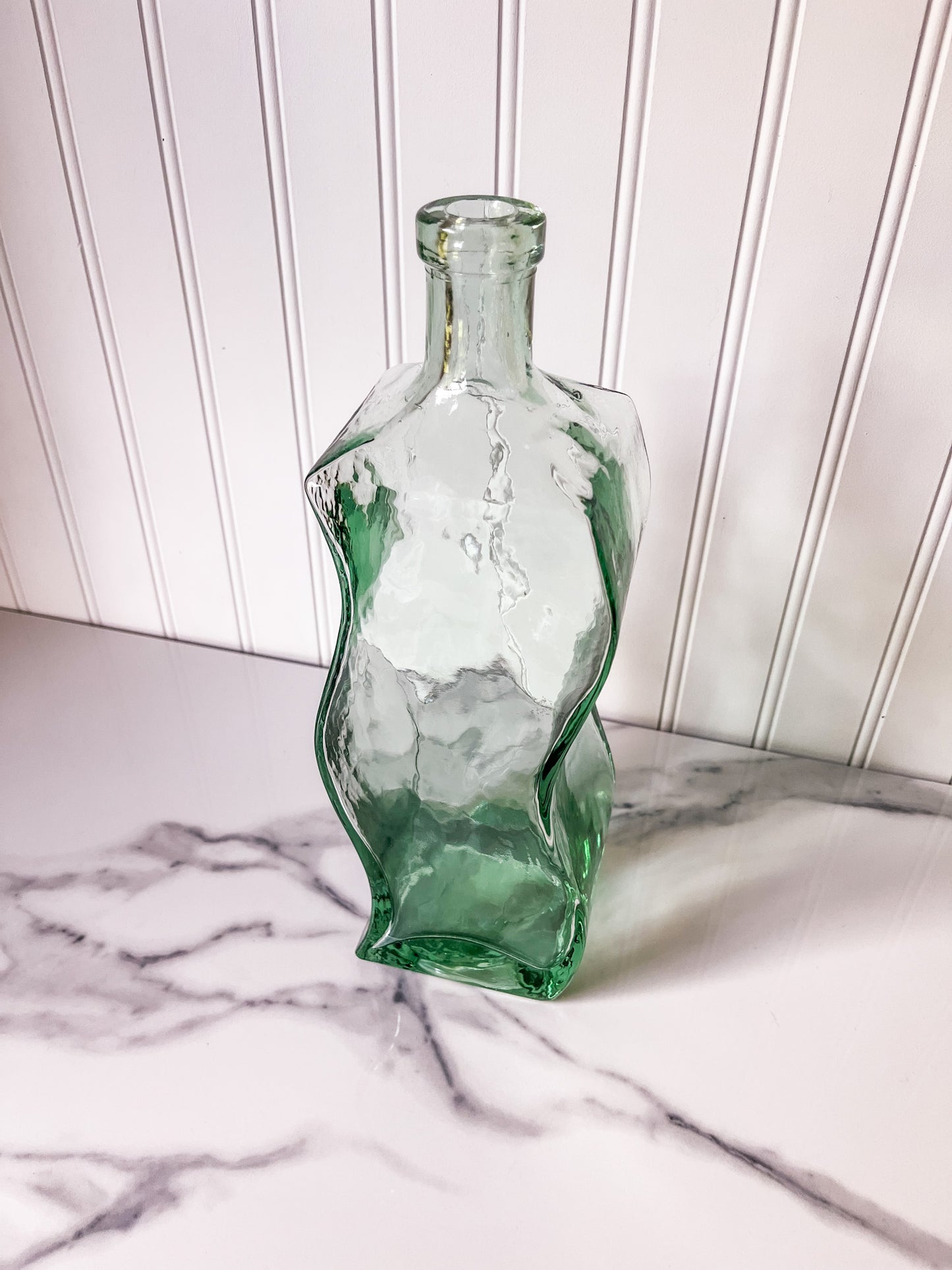 Recycled Squiggle Glass Vase or Bottle Made in Spain, Wavy Vase