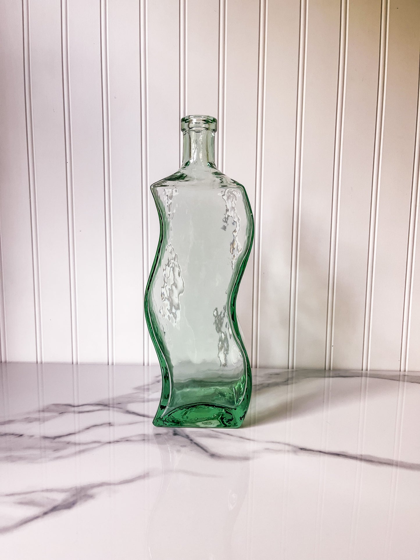 Recycled Squiggle Glass Vase or Bottle Made in Spain, Wavy Vase