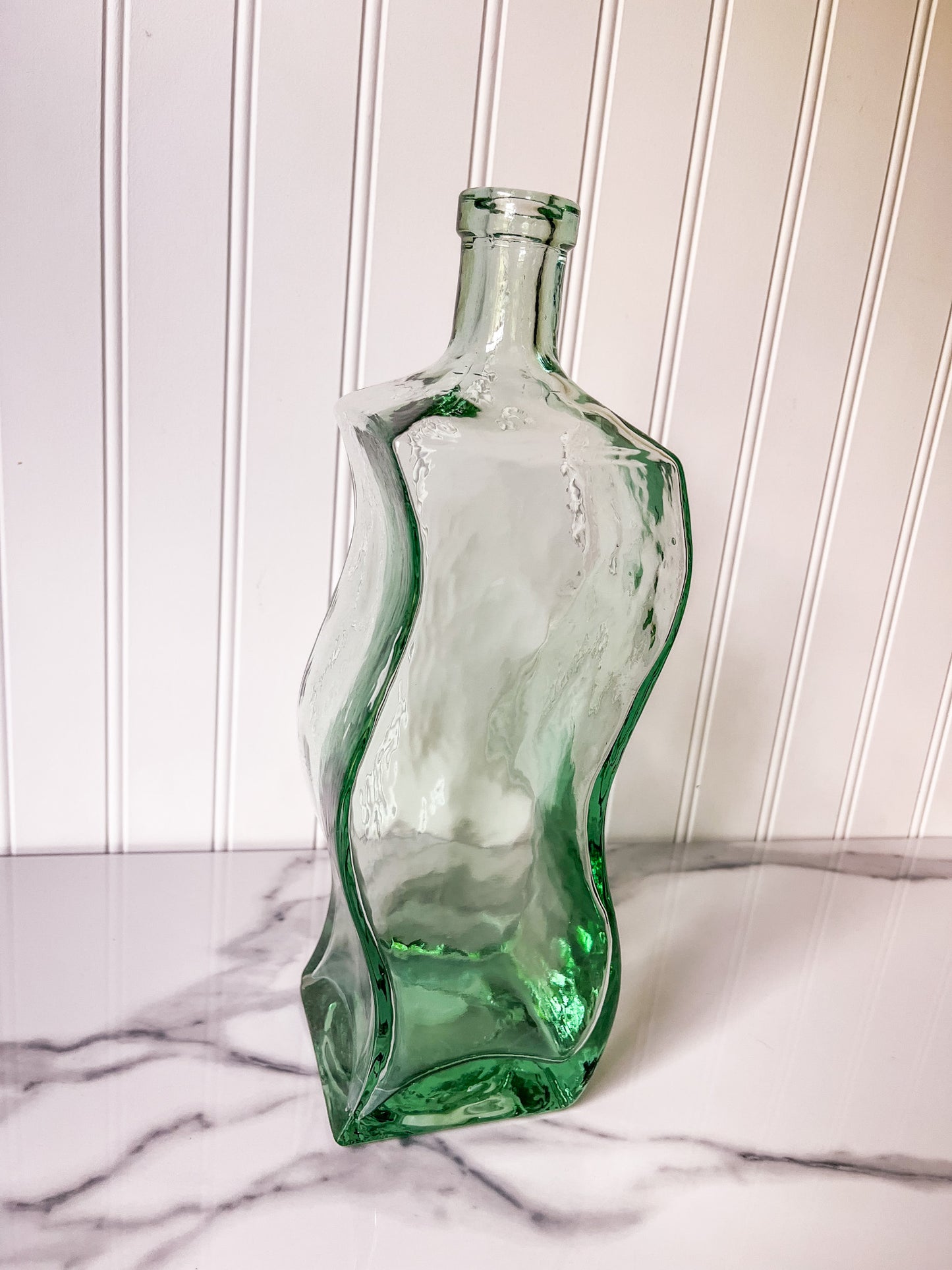 Recycled Squiggle Glass Vase or Bottle Made in Spain, Wavy Vase