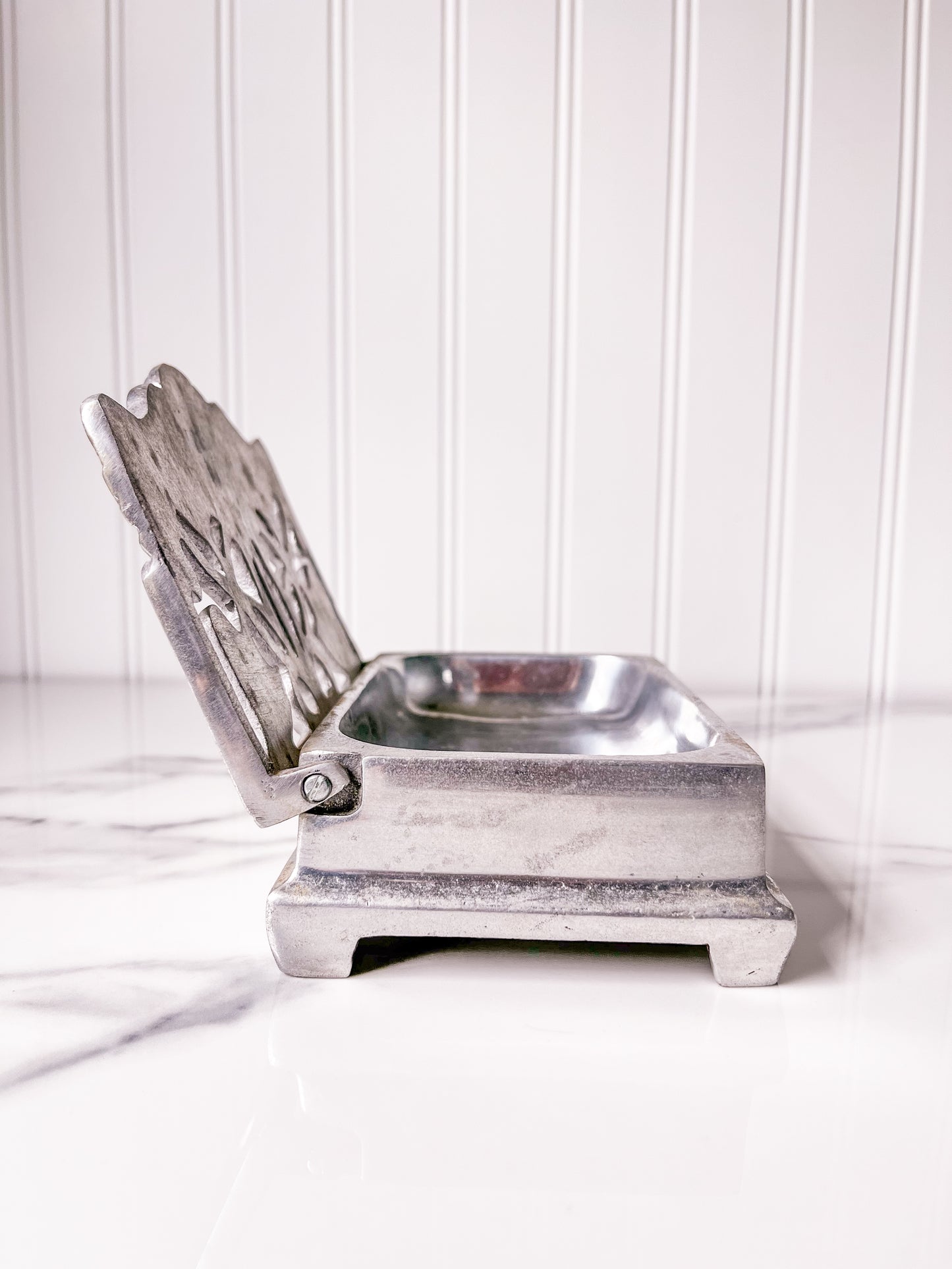 Vintage Pewter Sunflower Trinket or Soap Dish
